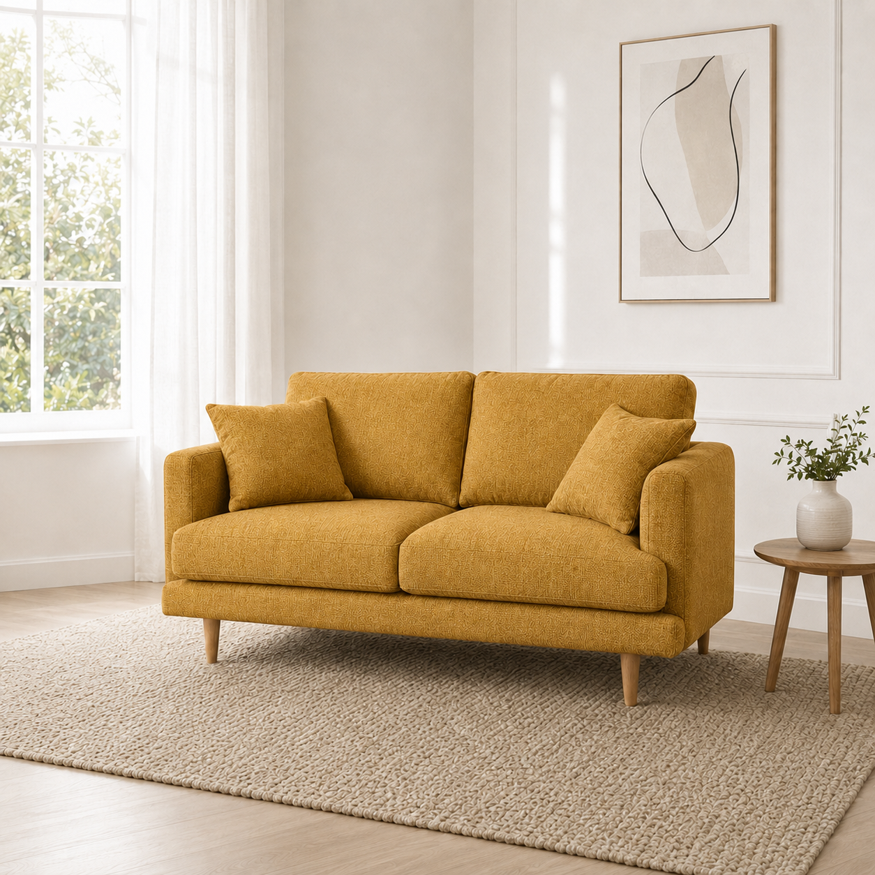 Seren 3+2+1 Sofa Set, 2 seater, yellow, room view