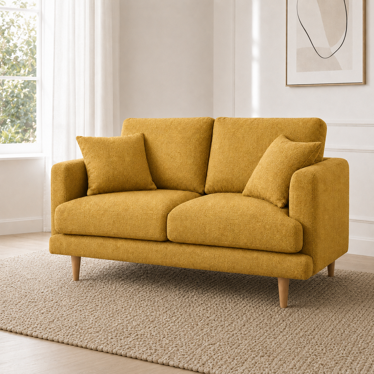 Seren 3+2+1 Sofa Set, 2 seater, yellow, detail view
