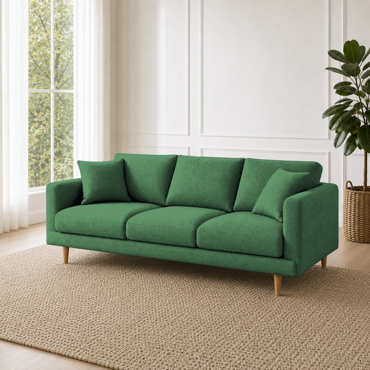 Seren 3+2+1 Sofa Set, 3 seater, green, room view