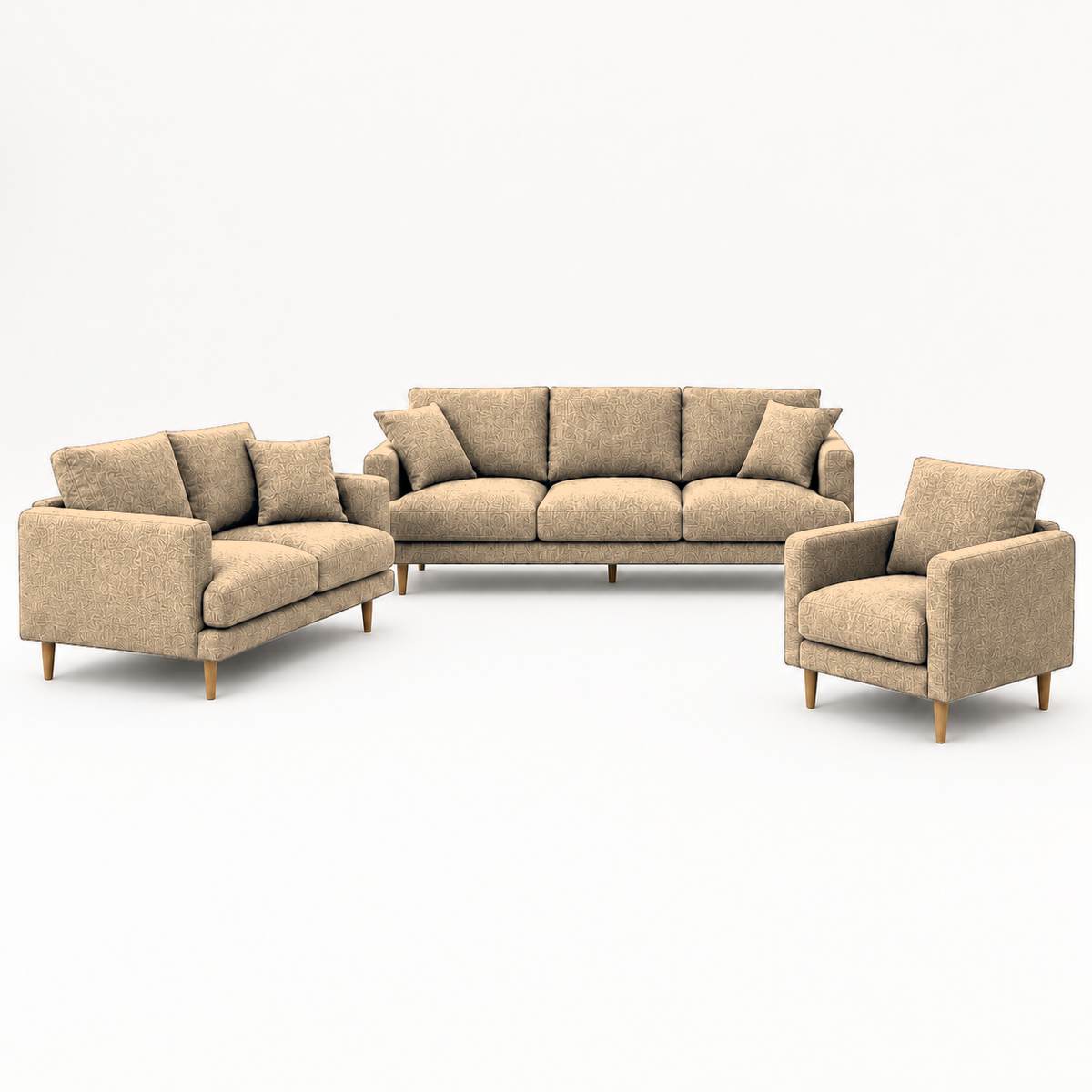 Seren 3+2+1 Sofa Set, 3+2+1 full set, beige, studio view