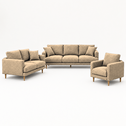 Seren 3+2+1 Sofa Set, 3+2+1 full set, beige, studio view