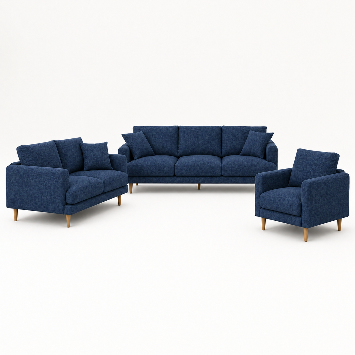 Seren 3+2+1 Sofa Set, 3+2+1 full set, blue, studio view