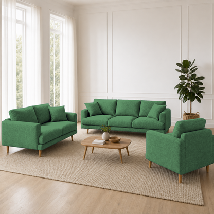 Seren 3+2+1 Sofa Set, 3+2+1 full set, green, room view