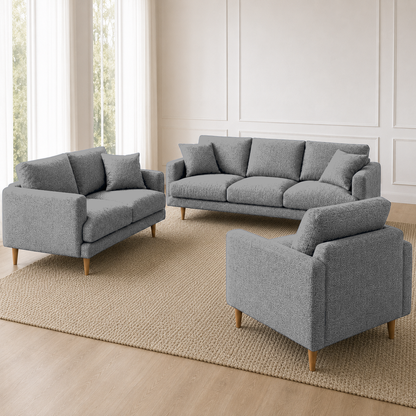 Seren 3+2+1 Sofa Set, 3+2+1 full set, grey, detail view