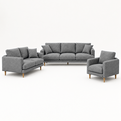 Seren 3+2+1 Sofa Set, 3+2+1 full set, grey, studio view