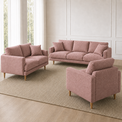 Seren 3+2+1 Sofa Set, 3+2+1 full set, pink, detail view