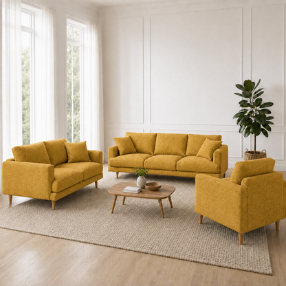 Seren 3+2+1 Sofa Set, 3+2+1 full set, yellow, room view