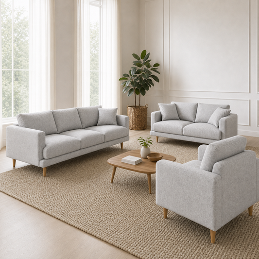 Seren - 3+2+1 Sofa Set, alternate room angle of the complete 3+2+1 sofa set