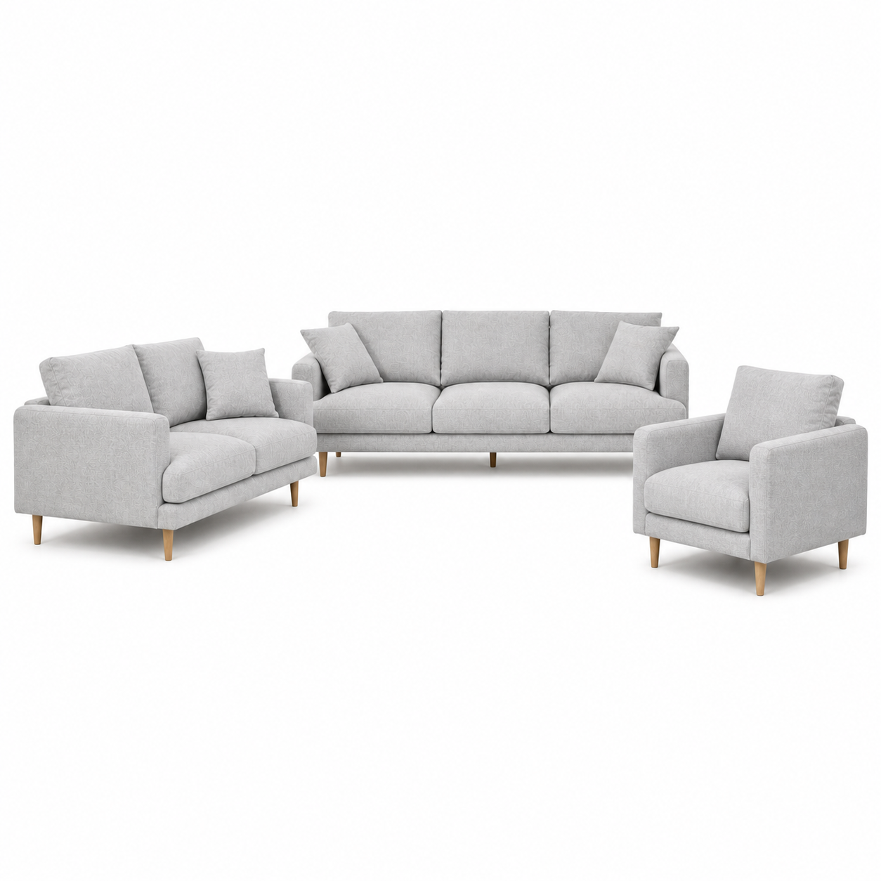 Seren - 3+2+1 Sofa Set, complete 3+2+1 sofa set front studio view