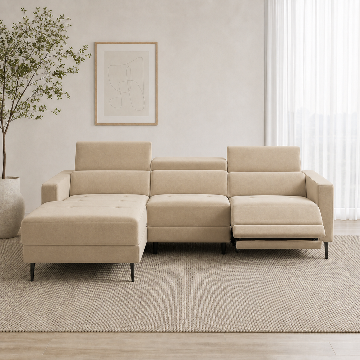 Serene Recliner 3 seater beige 01 main