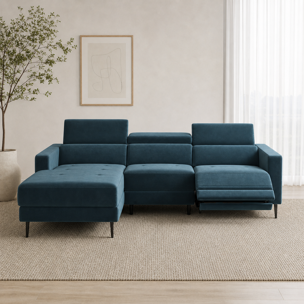 Serene Recliner 3 seater blue 01 main