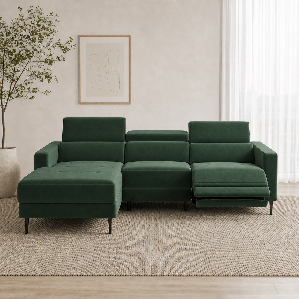 Serene Recliner 3 seater green 01 main