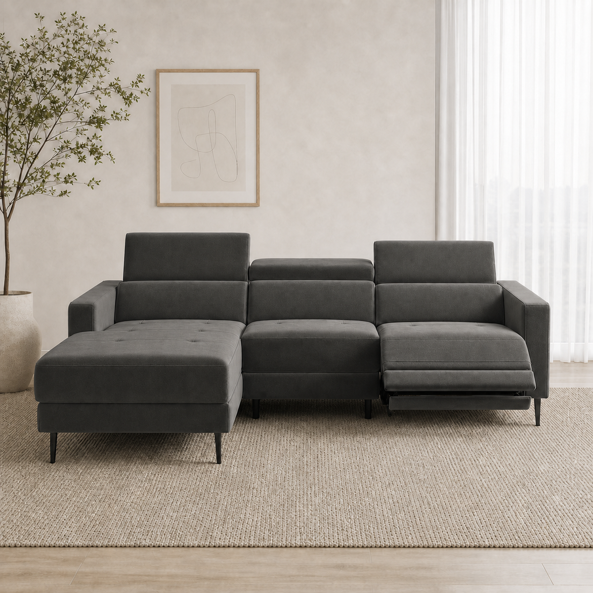 Serene Recliner 3 seater grey 01 main