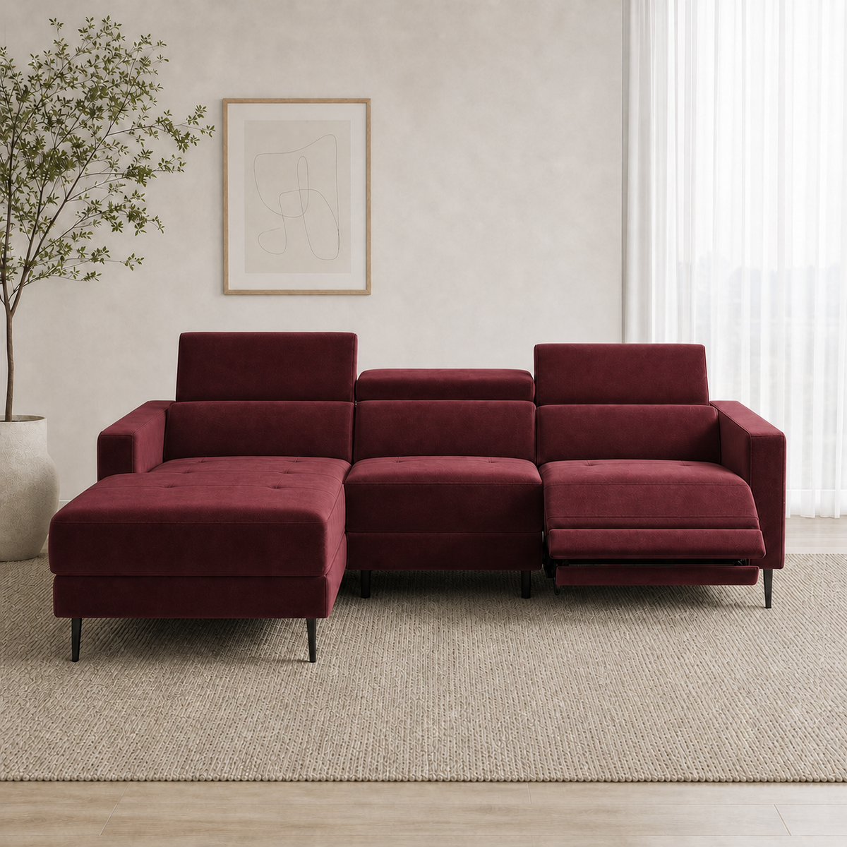Serene Recliner 3 seater red 01 main