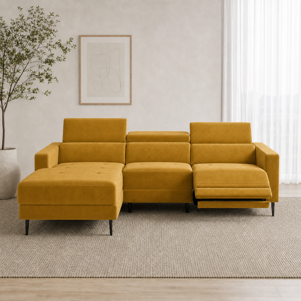 Serene Recliner 3 seater yellow 01 main