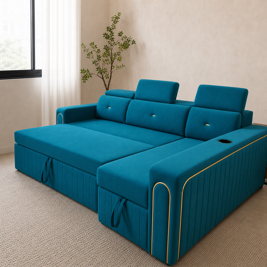 Silar - Sofa bed, alternate open sofa-bed view in the identical living room