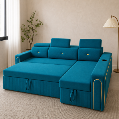 Silar - Sofa bed, front view verifying the source-proven open footprint