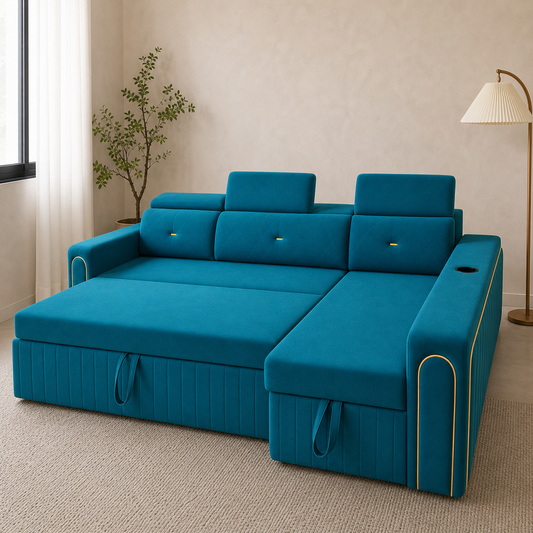 Silar - Sofa bed, front view verifying the source-proven open footprint