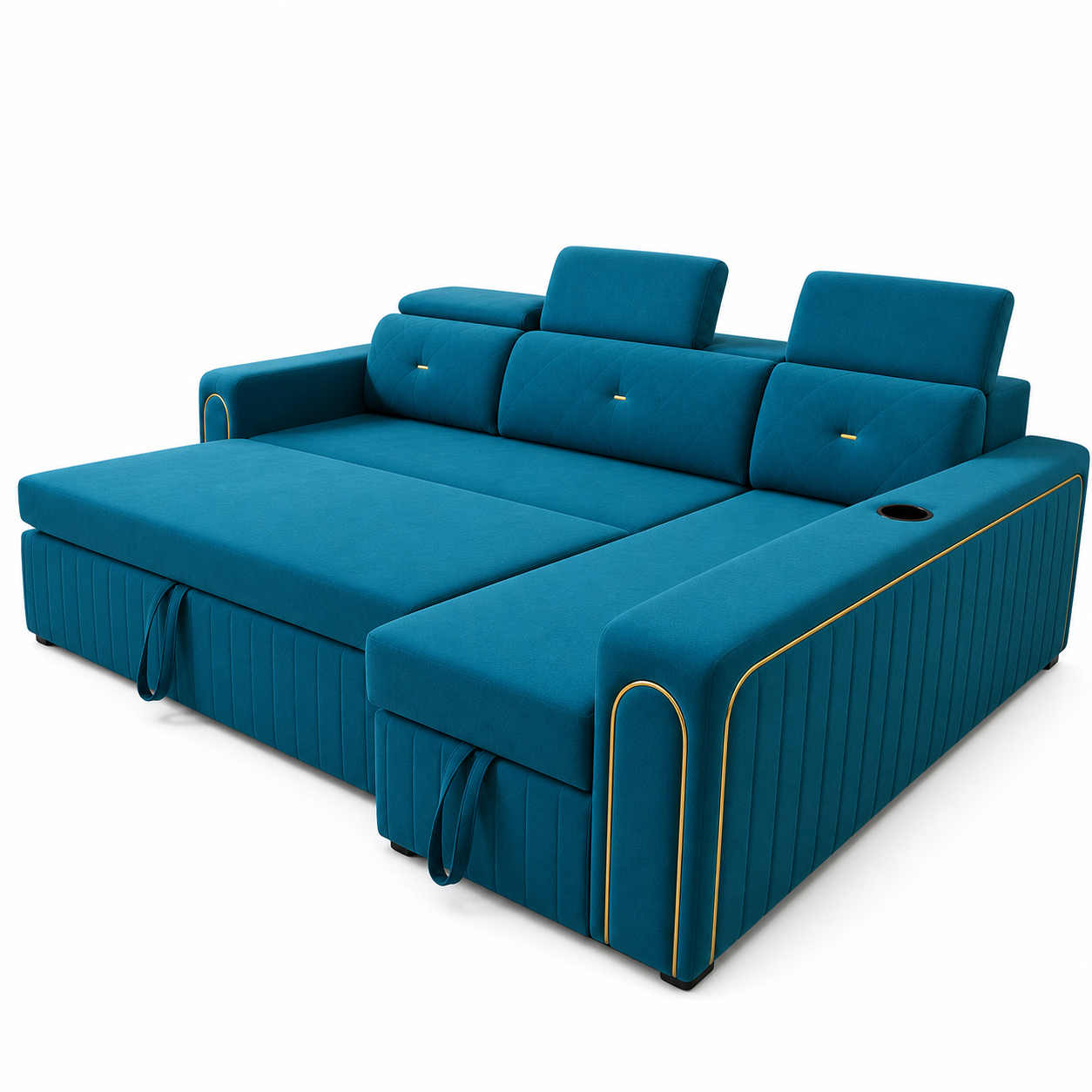 Silar - Sofa bed, open sofa-bed front studio view on pure white