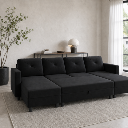 Siran - Sofa bed, fully open sofa-bed hero in a contemporary living room