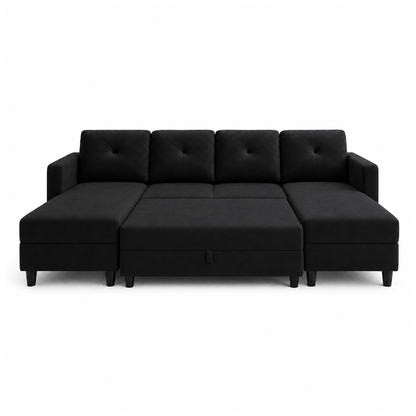 Siran - Sofa bed, fully open studio view on a pure-white background
