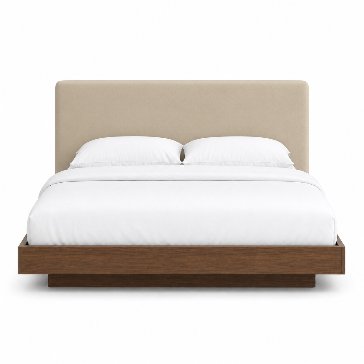Skye - Bed Beige plain white background view