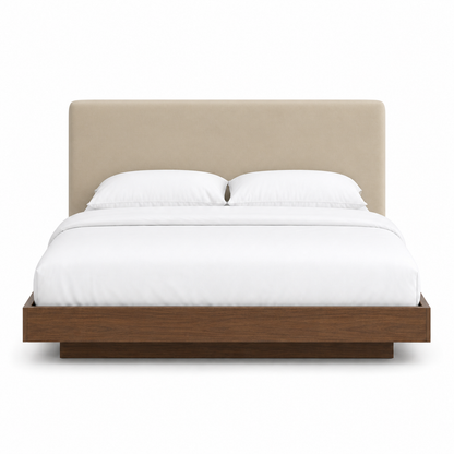 Skye - Bed Beige plain white background view