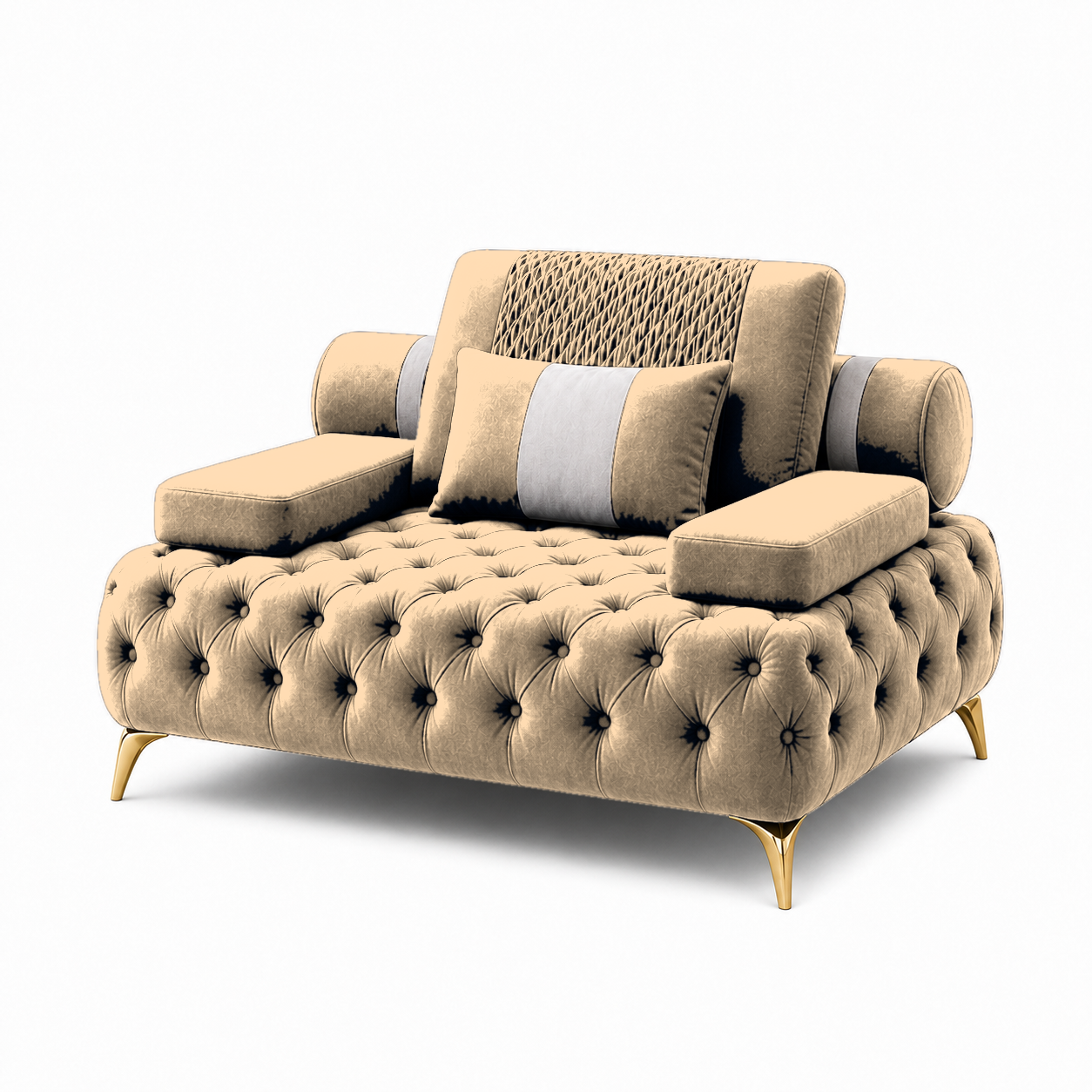 Solace 3+2+1 Sofa Set, 1 seater, beige, studio view