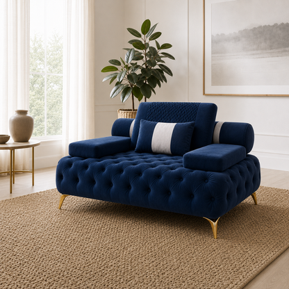 Solace 3+2+1 Sofa Set, 1 seater, blue, room view