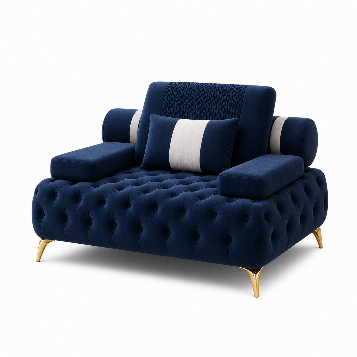 Solace 3+2+1 Sofa Set, 1 seater, blue, studio view
