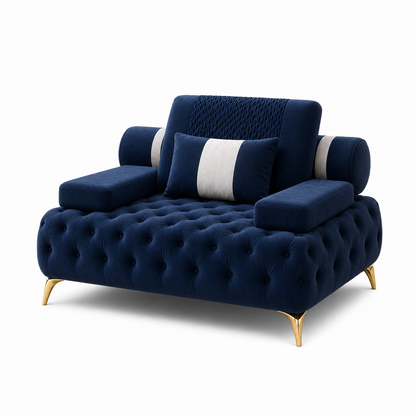 Solace 3+2+1 Sofa Set, 1 seater, blue, studio view