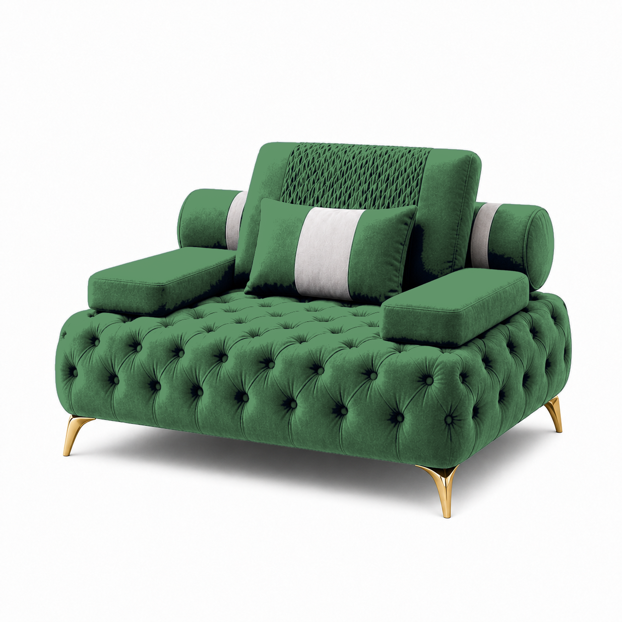 Solace 3+2+1 Sofa Set, 1 seater, green, studio view