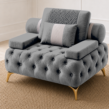Solace 3+2+1 Sofa Set, 1 seater, grey, detail view