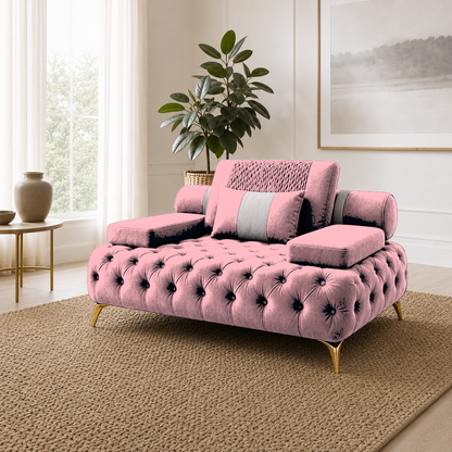 Solace 3+2+1 Sofa Set, 1 seater, pink, room view