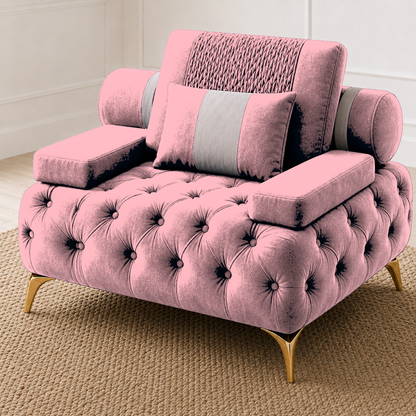 Solace 3+2+1 Sofa Set, 1 seater, pink, detail view