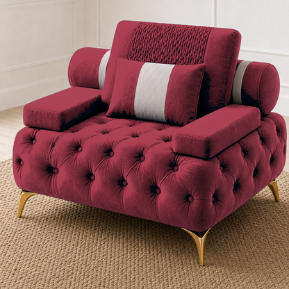 Solace 3+2+1 Sofa Set, 1 seater, red, detail view