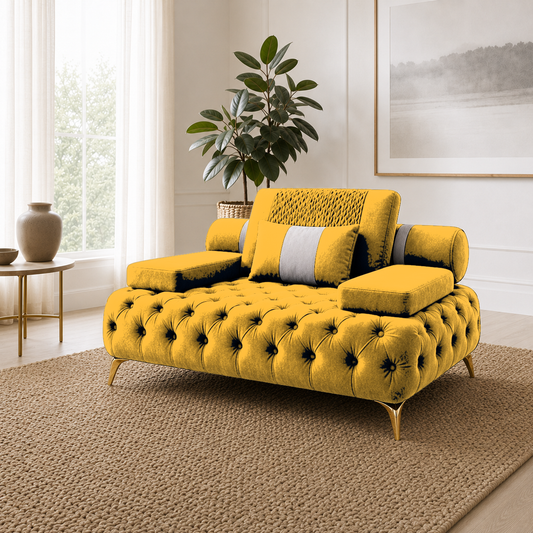 Solace 3+2+1 Sofa Set, 1 seater, yellow, room view