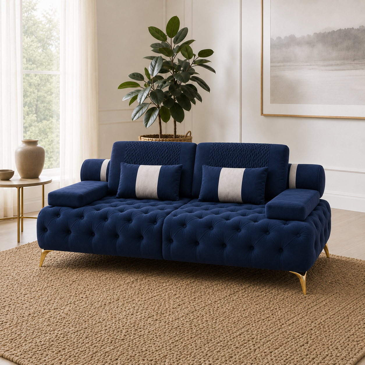 Solace 3+2+1 Sofa Set, 2 seater, blue, room view