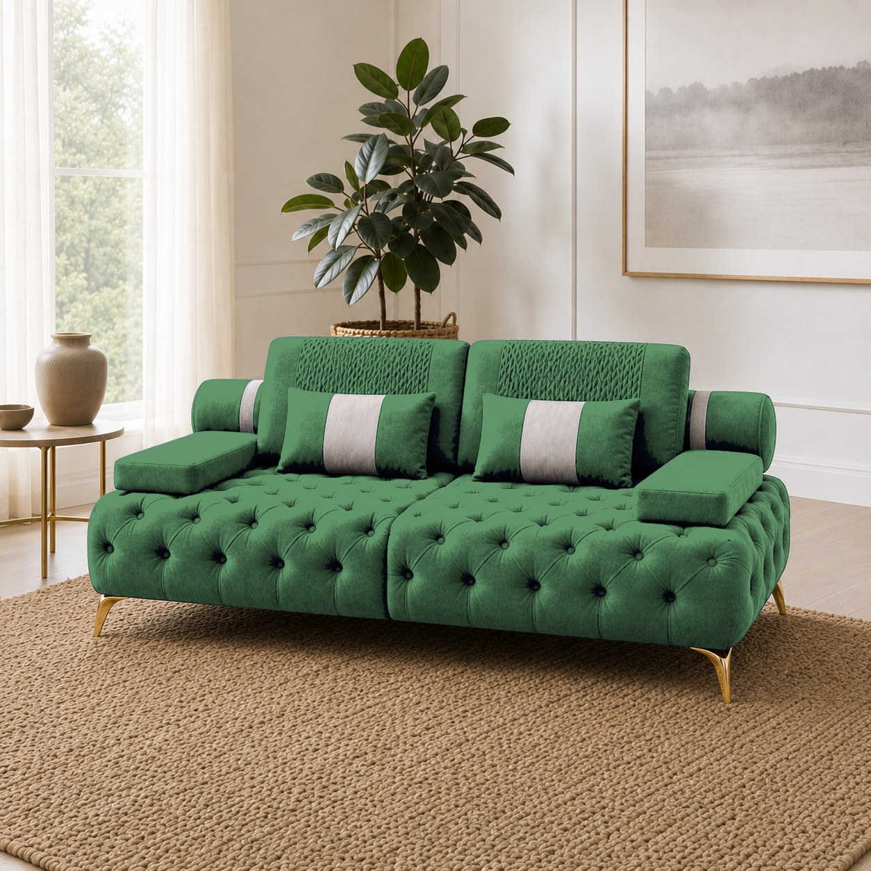 Solace 3+2+1 Sofa Set, 2 seater, green, room view