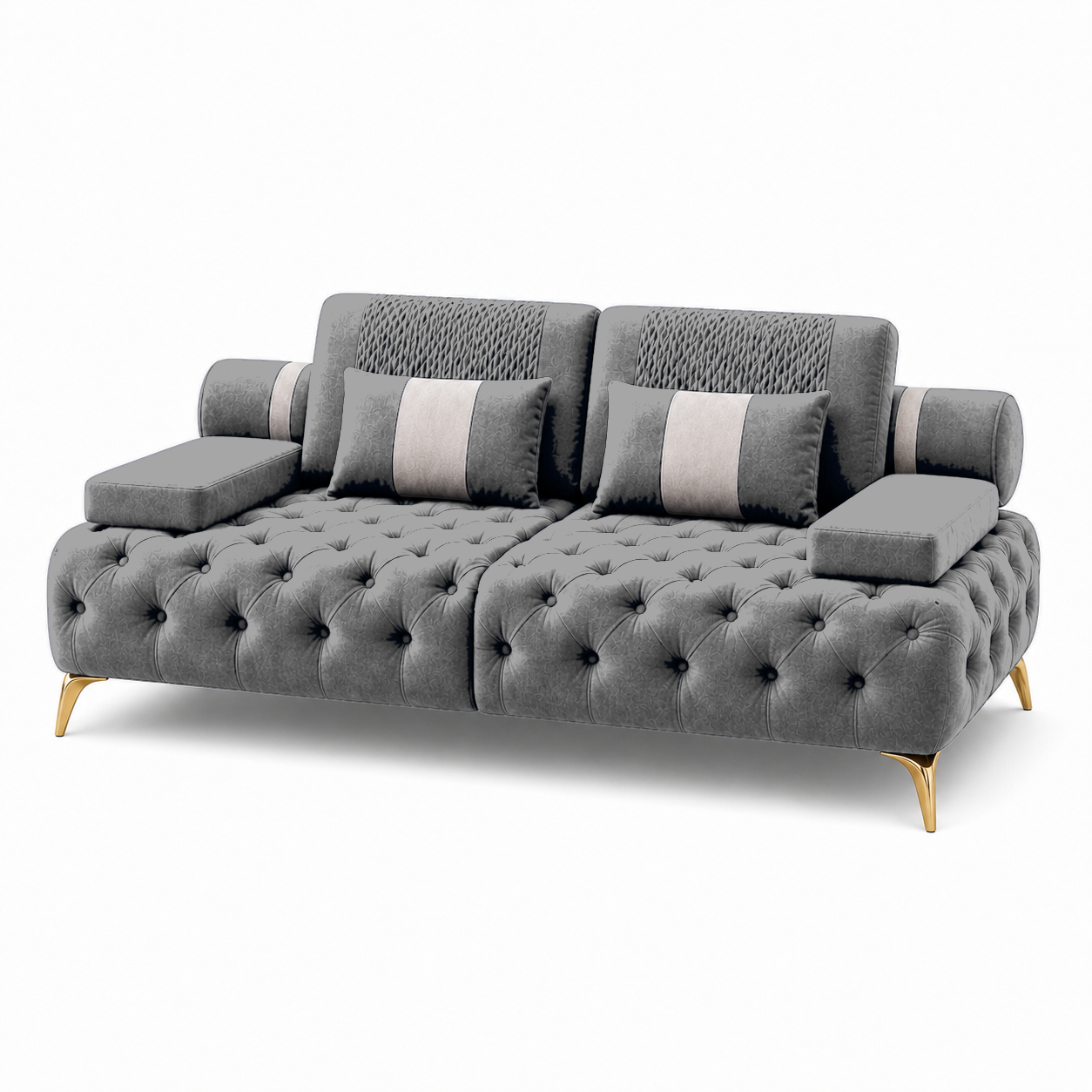 Solace 3+2+1 Sofa Set, 2 seater, grey, studio view