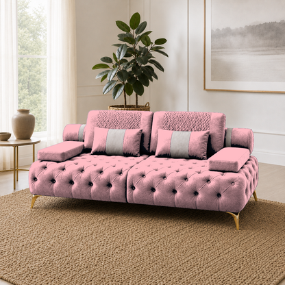 Solace 3+2+1 Sofa Set, 2 seater, pink, room view