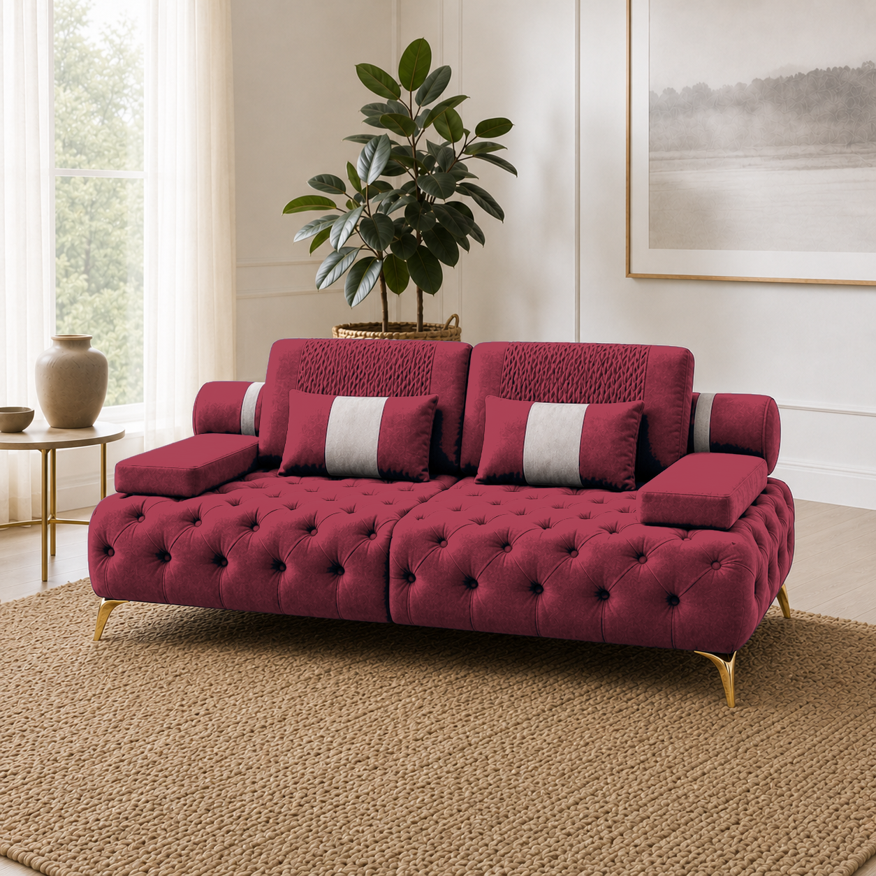 Solace 3+2+1 Sofa Set, 2 seater, red, room view