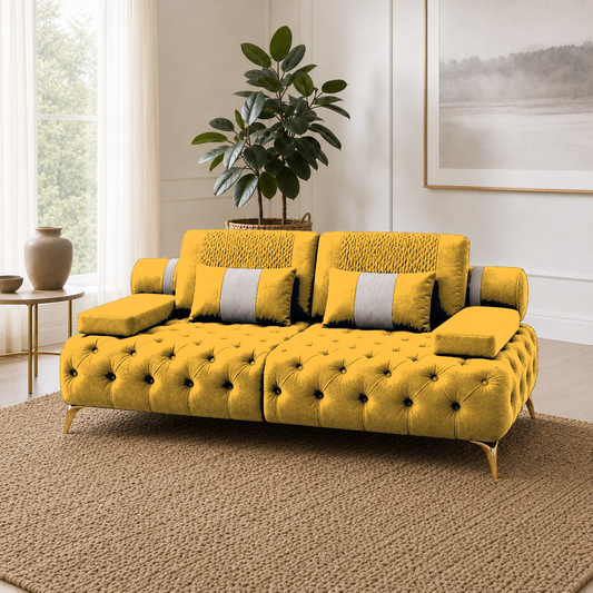 Solace 3+2+1 Sofa Set, 2 seater, yellow, room view