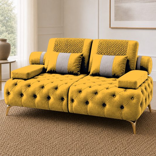 Solace 3+2+1 Sofa Set, 2 seater, yellow, detail view