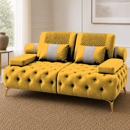 Solace 3+2+1 Sofa Set, 2 seater, yellow, detail view