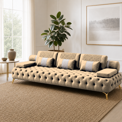 Solace 3+2+1 Sofa Set, 3 seater, beige, room view
