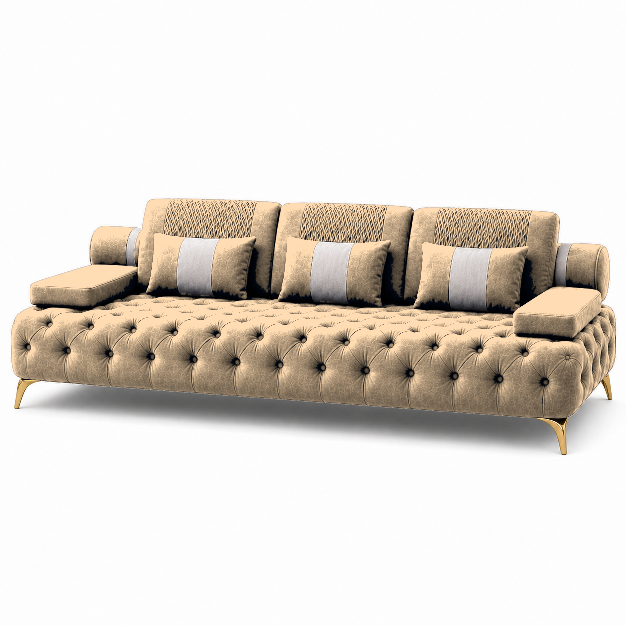 Solace 3+2+1 Sofa Set, 3 seater, beige, studio view