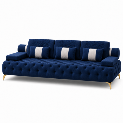 Solace 3+2+1 Sofa Set, 3 seater, blue, studio view