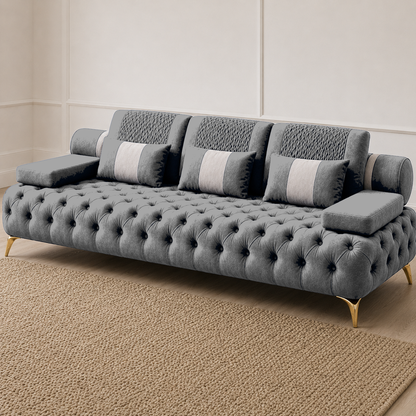 Solace 3+2+1 Sofa Set, 3 seater, grey, detail view