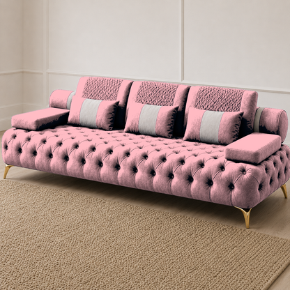 Solace 3+2+1 Sofa Set, 3 seater, pink, detail view